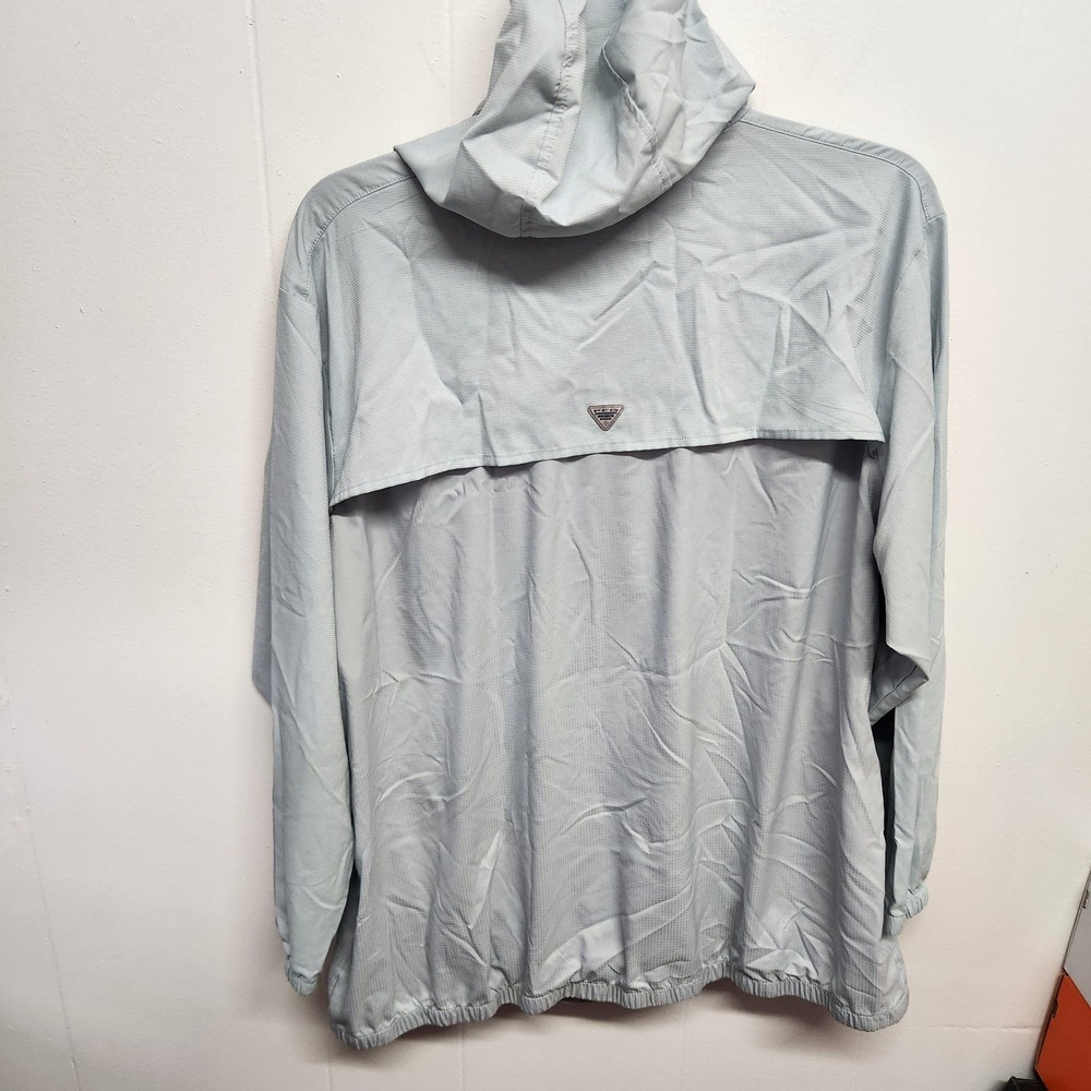 Columbia PFG Anorak Jacket Mens 2XL Gray Blue Hooded Pullover Vented Fishing - Picture 6 of 11